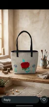 Stylish Embroidered Printed Tote Bag For Daily Use